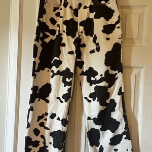 Abercrombie & Fitch Black and White Cow Print Boyfriend Jeans